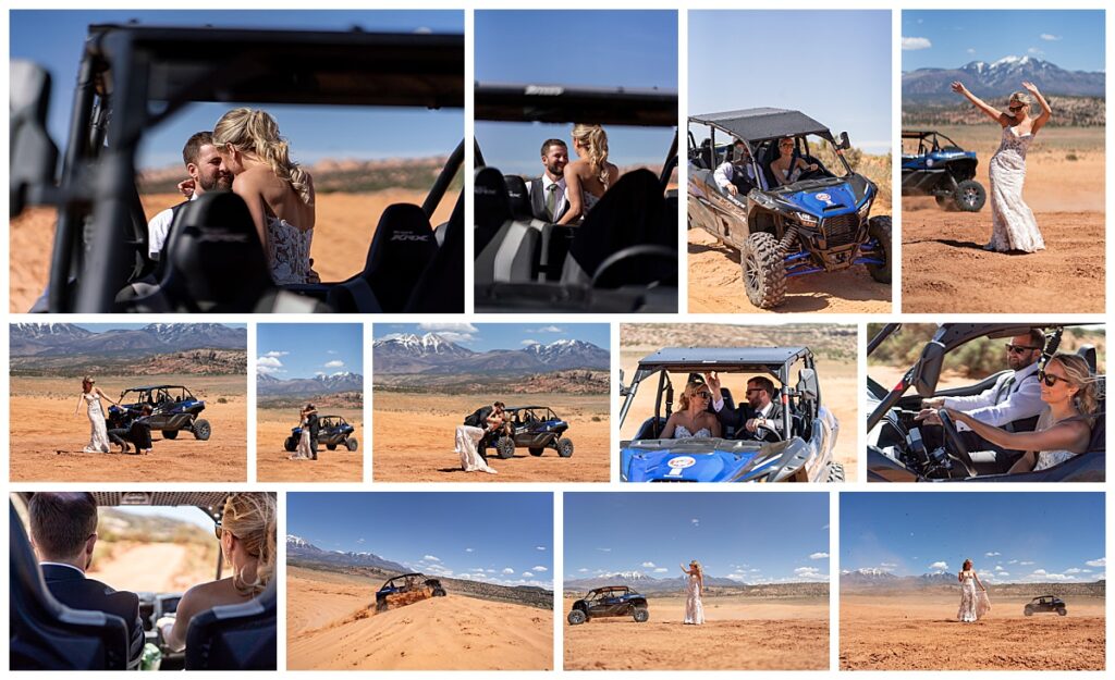 Couple off-roading through sand dunes near Moab with Moab Tour Company