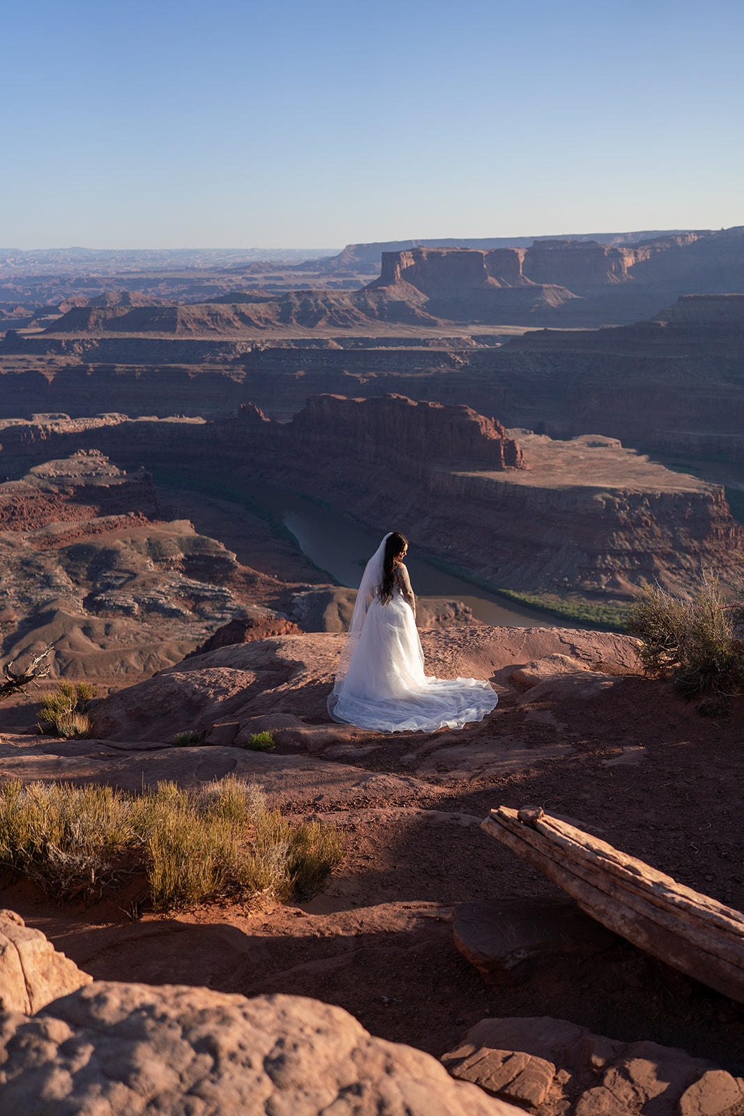 showcasing the dramatic scenery of her elopement location.