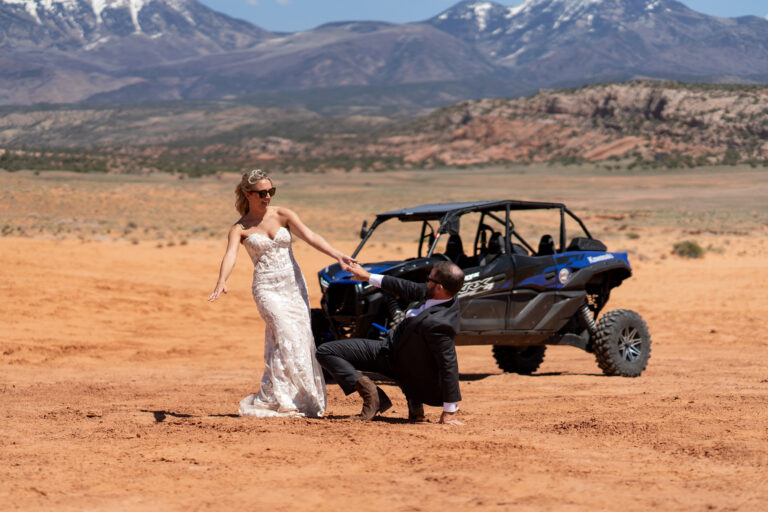 A couple enjoying a time in their adventure elopement